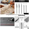 Behållning 7st Wood Carving Bits 1/8Inchshank HSS Gravering Drill Tool Crafts Mleing Accessoarer med 4486 Chuck Drop Delivery Off DHDXM