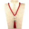 Pendant Necklaces MOODPC Fashion Bohemian Tribal Jewelry Glass Crystal Long Knotted Drop Link Tassel Necklace