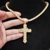Hommes femmes Hip Hop croix pendentif collier 4mm chaîne de Tennis glacé Bling Hiphop pendentifs colliers mode bijoux cadeaux