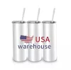 CA USA Warehouse 20oz SubliMation Tumblers muggar tomma vita raka ämnen värmepress muggar koppar med halmburk med bambu lock 528