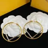 fashion gold hoop earrings luxury earring designer jewelry Fashion Big Circle 18K Gold Plated Earring F Letter Wedding Party women jewelry Accessories Wholesale