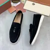 Piana Scarpe casual in pelle scamosciata per donna Mocassini con punta arrotondata Decorazioni mentali Scarpe per il tempo libero chic Designer Appartamenti di marca di lusso Slip on Scarpe da ginnastica con suola spessa loros con scatola