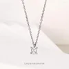 Chaînes S925 Sterling Silver Delicate Mini Square Drill Clavicule Chaîne Tempérament Bijoux Féminins