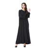 Ethnische Kleidung Abaya Kleid Muslimische Frauen Mädchen Maxi Jalabiya Islamische Schlichte Robe Kaftan Einfacher Stil Schwarz Großhandel