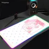 Rests 900x400 Söt rosa jordgubbsmjölk RGB stor spelmusdyna LED -belysning Mousepad Gamer dator skrivbordsmatta bord matta för tjej