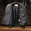 革製のジャケットメンズボンバージャケットフード付き本物のレザートップコートアウターウェアオーバーコート4枚のポーケットとサイズのサイズブラックウィンドブレーカースプリング秋の服