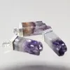 Hänghalsband lång rektangel natursten för kvinnliga smycken som gör 2023 råa stora geode druzy lila kristallkvartspunkt ädelsten läkning
