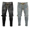Męskie dżinsy podarte dziurę dla mężczyzn Hip Hop Cargo spodni