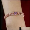 Chaîne Lien Bracelets 2022 Hip Hop Bijoux Collier Ras Du Cou Bracelet Ensemble Coeur Flèche Rose Or Rose Cz Glacé Pinky Cubain Femmes Wedd Dhp3G