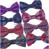 Bow Ties Mens dla mężczyzn Regulowany Człowiek Formalne muszki Motyle Kwiat Paisley Tuxedo Party Wedding Butterfly Akcesoria Drop de dhndw