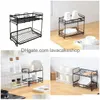 Kitchen Storage Organization Manufacturers Doublelayer Iron Art Drain Paint Spice Rack Organizer For Countertop Drop Delivery Home Dh0Hp