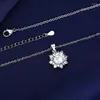 Chains Silver Plated Sunflower Necklace Pendant Super Flower With Cubic Zirconia For Women Wedding Jewellery