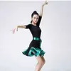 Stage Wear Dance For Women Ballroom Dress Samba Costume Long Sleeve Green Blue Black Patchwork Competition Latin