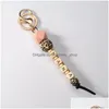 Keychains Lanyards Mama Armband Keychain Leopard Print Sile Bead Fashion Bag Pendant 2022 Mother Day Gift Drop Delivery Accessorie DHFYQ