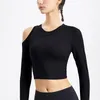 Camicie attive Sport Yoga Top T-shirt con spalle scoperte Canotta sexy Vestibilità nuda Manica lunga Corsa Copertura corta Asciugatura rapida Cina continentale