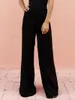 2022 Black Office Lady Women's Wide Leg Loose Deep V-hals ärmlöst rygglöst mode Simple Women Spaghetti Strap Jumpsuit