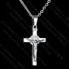 Pendant Necklaces Silver Color Cross Jesus Necklace For Men Woman INRI Christian Religious Male Jewelry Stainless Steel Chain1