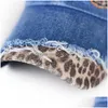 Ball Caps Fashion Leopard Words Pattern Stitch Design Blue Denim Hats Adjustable Baseball For Women Cap Hat1 Drop Delivery Accessori Dh9Gd