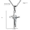 Pendant Necklaces Silver Color Cross Jesus Necklace For Men Woman INRI Christian Religious Male Jewelry Stainless Steel Chain1