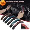 New 38cm Universal Car Steering Wheel Cover Anti-slip Silicone Steering Boost Cover Carbon Fiber ABS Interior Decoration Accessories