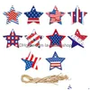 Other Festive Party Supplies Usa Independence Day Hanging Ornament Gnomes Heart Starshaped Red White Blue 4Th Of Jy Decoration Dro Dhjth