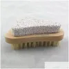 Spazzole da bagno Spugne Scrubber Spazzola a setole naturali Piede Esfoliante Pelle morta Pietra pomice Piedi Spazzole per la pulizia in legno Househol Dhlxt