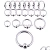 Andra 10st/set näsring Piercing Body Jewelry Steel Hoop Stängning för läppörören Pläterad boll droppleverans DH2EZ