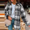 Women's Jackets Single Breasted Spring Autumn Loose Coats Women Long Sleeve Hoodies Fashion Female Vintage Plaid Printed Casual Outwear