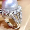 حلقات الكتلة MJ Fine Pearl Ring Jewelry 925 STERLING SIVAL SIVAR