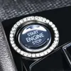 New Key Ring Diamond Sticker Auto Start Switch Button Decorative Metal Cover Rhinestone Key Ring Car SUV Bling Decals Accessories