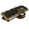 Mice V1 Usb Wired Gaming Keyboard Ergonomic Backlit Mechanical Feel and Mouse Set Tungsten Gold Gamer Laptop Computer Gaming Set