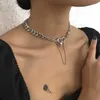 Ketens hart ketting vrouwen eenvoudige kettingen vrouw retro mode meisje hiphop feest choker keten sieraden zilveren kleur zinklegering collier