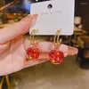 Dangle Earrings jea.angelかわいい赤いチェリー2023女性のための夏の銀色の女の子の果物イヤリング絶妙な宝石ギフト