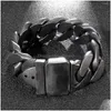 Kette Link Armbänder Retro Schwarz Farbe Schmuck 25mm Breite Männer Armband Kubanische Links Ketten 316L Edelstahl Für Armreif männlichen Zugang Dhtdh