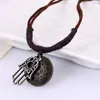 Pendant Necklaces Punk Fashion Vintage Genuine Leather Necklace Male Rope Women Jewelry Wholesale 2023 LKN0280