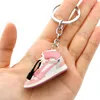 Lanyards Keychains Exquisite 3D Mini Sneaker Keychain Simulation Fun Basketball Shoes Keyring Diy Finger Skateboard Accessories Gift for Collectors