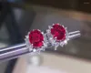 Stud Earrings Exquisite Red Ruby Gemstone For Women Silver Ornament Girl Birthday Party Anniversary Gift Natural Gem Free Ship