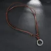 Pendant Necklaces Vintage Men Women Circles Adjustable Leather Rope Necklace Jewelry Christmas Gift Initial
