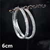 Orecchini a cerchio 4cm5cm6cm Grandi brillanti da donna con doppia fila di diamanti Color argento Cerchio Gioielli da sposa