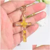 سلاسل المفاتيح Lanyards Creative Cross Charms راتنج حشوة الزهور المجففة حامل المفتاح للنساء هدايا هدايا إكسسوارات المفاتيح الدكتور DH7AX