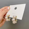 Orecchini a cerchio moda fiore a forma di C per le donne dolce stile coreano cerchio rotondo perle Earing 2023 commercio all'ingrosso di gioielli