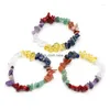 Beaded Strand Healing 7 Chakra Pulsera de cristal natural para mujer Mix Colorf Irregar Mineral Chips Brazalete de cuarzo Yoga Meditación Dro Dhjel