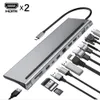 Stationen 12 in 1 USB -C -Hub -Laptop -Dockingstation Typec zu Dual Hdmicompatible/VGA/USB 3.0 Hub/PD/RJ/MicroSD/TF -Kartendockadapter