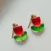 Dangle Earrings Tulip Glass Summer Fresh And Cold