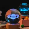 Gece Işıkları 3D Kristal Lamba Parlayan Gezegen Galaksisi Işık Top Başucu Ev Dekoru Noel Hediyesi