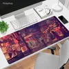 Kuddar japansk arkitektur rosa neon mus pad gamer tabellmatta stora datorspel tillbehör mjuka mousepad kontor skrivbord matta xxl