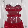 Платья для вечеринок красное бархатное бархатное без рукавов растяжки