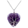Pendant Necklaces FYSL Silver Plated Wire Wrap Tree Of Life Love Heart Stone Link Chain Necklace For Valentine's Day Jewelry