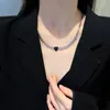 Catene Collana con pendente a cuore nero semplice per donna Hop Metal Love Clavicle Chain Coreano Pendanklace femminile corto