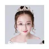 Pinzas para el cabello Barrettes Niñas Corona Tocado Niños Princesa Crystal Diadema Accesorios para fiestas Super Fairy Flower Boy Cumpleaños Dr Dhp9H